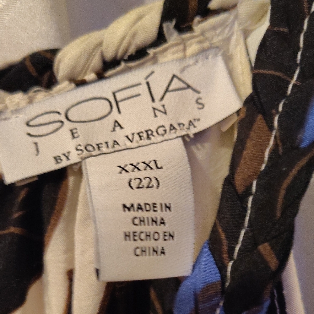 Sofia by Sofia Vergara Black and Blue Patterned Midi Dress - Picture 4 of 7